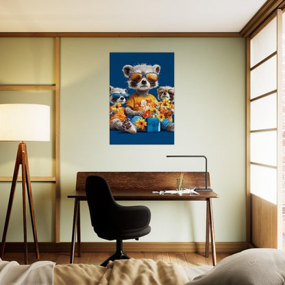Cool Raccoon Family Canvas Art - ROMAG Store