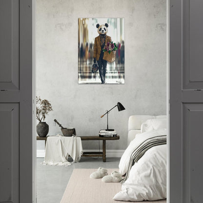 Chic Panda in Plaid Suit Canvas - ROMAG Store