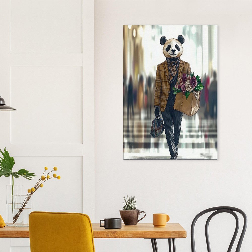 Chic Panda in Plaid Suit Canvas - ROMAG Store