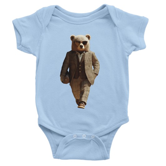 Dapper Bear Baby Short Sleeve Bodysuit - ROMAG Store