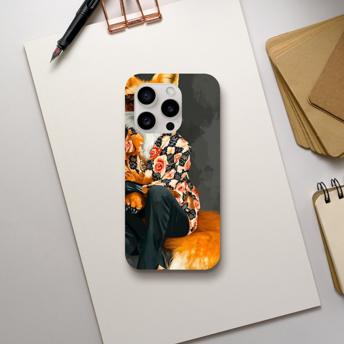 Chic Fox in Floral Shirt iPhone Tough Case - ROMAG Store