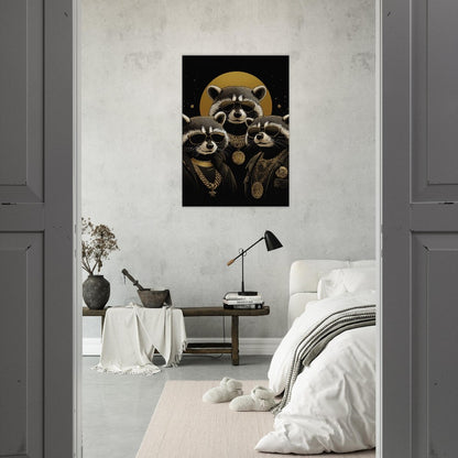 Luxury Raccoon Gang Canvas Art - ROMAG Store