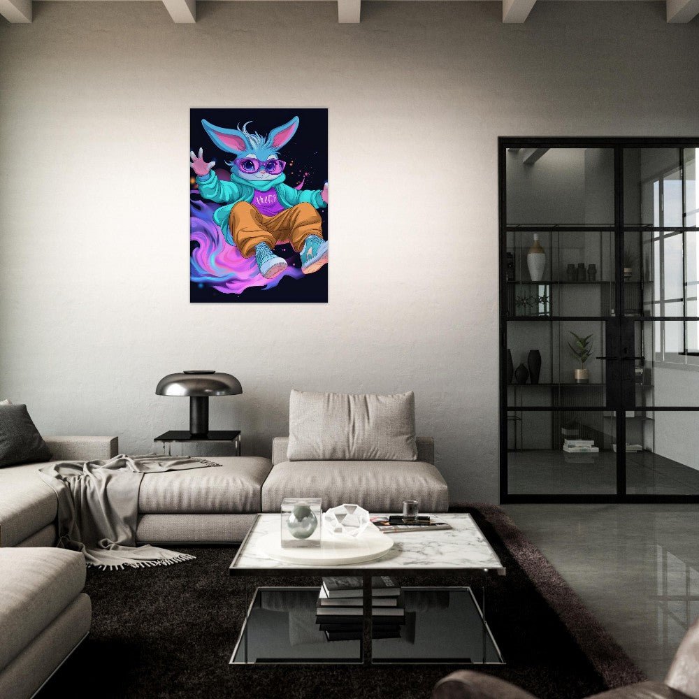 Neon Bunny Canvas Wall Art - ROMAG Store