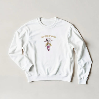 Strutting My Hooves Goat Sweatshirt – Bold Streetwear Graphic with Pink & Gold Hues - ROMAG Store
