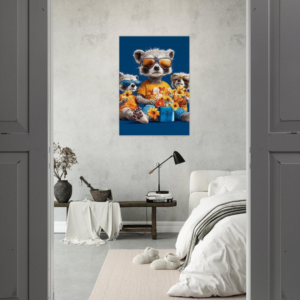 Cool Raccoon Family Canvas Art - ROMAG Store