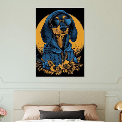 Cool Dachshund in Hoodie & Sunglasses Canvas - ROMAG Store