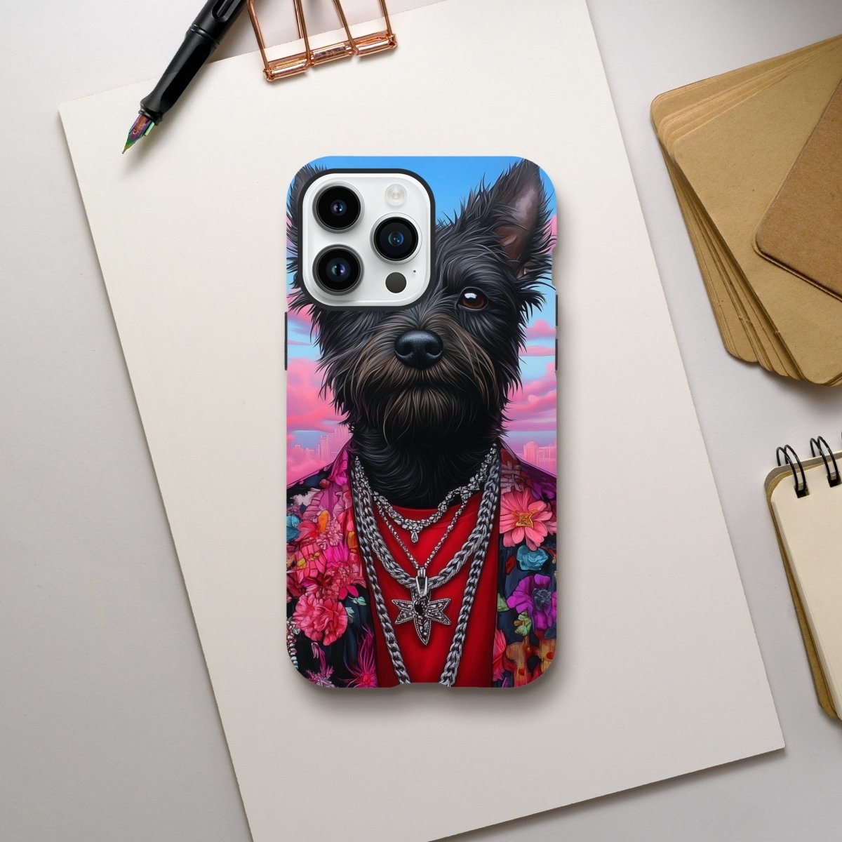 Chic Terrier Floral Jacket iPhone Tough Case - ROMAG Store