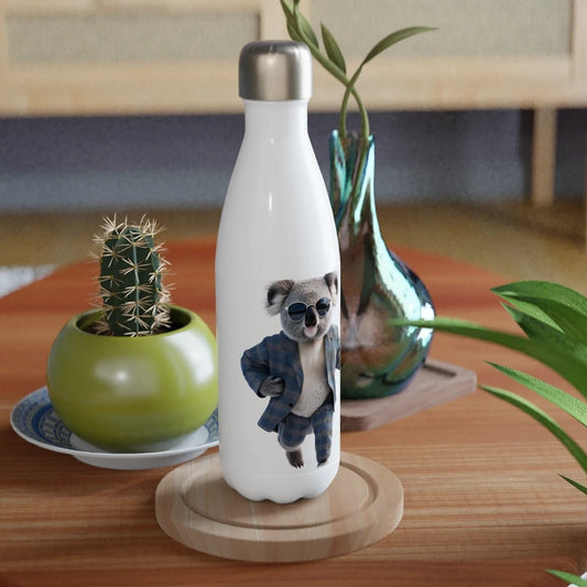 Chic Koala in Plaid Suit Stainless Steel Water Bottle - ROMAG Store
