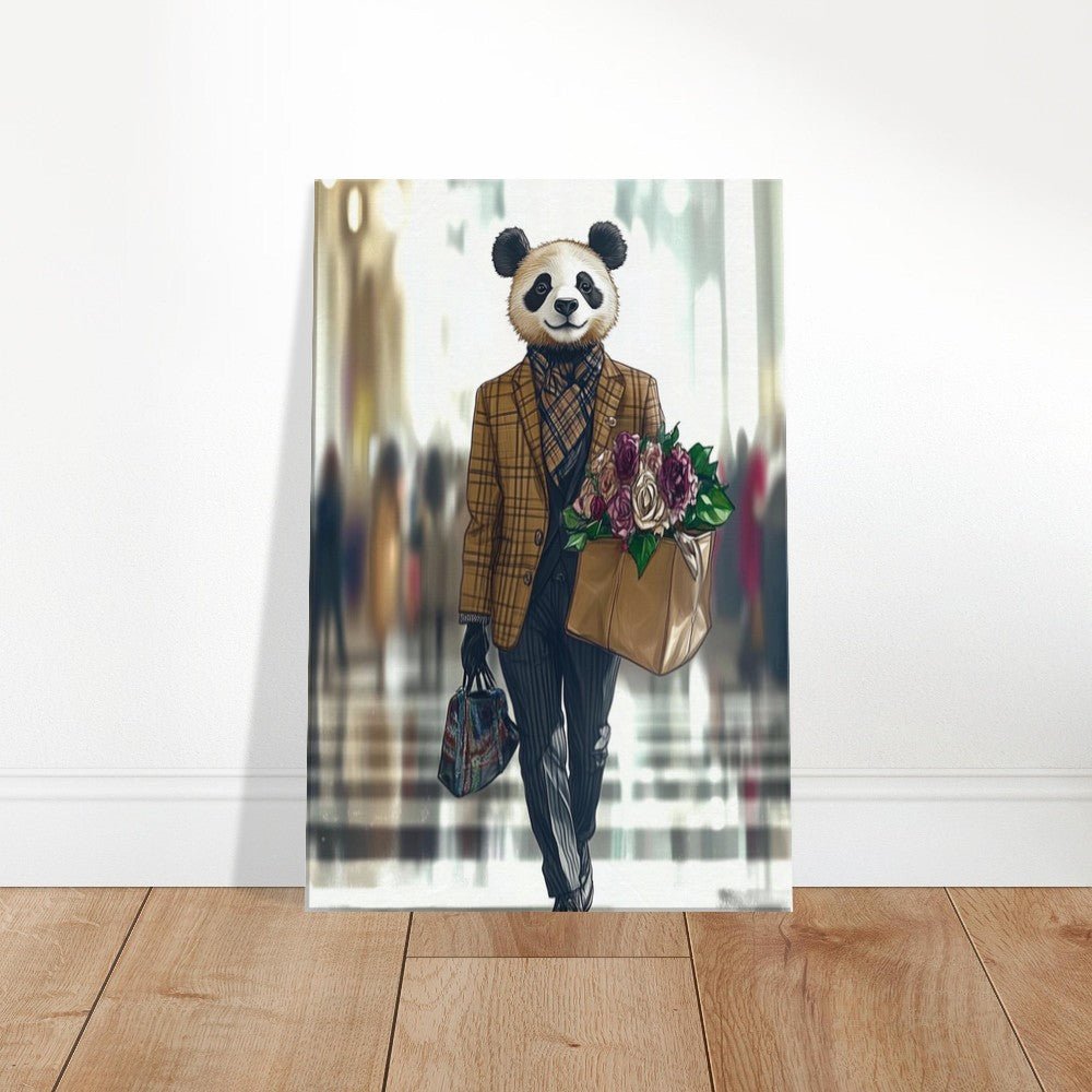 Chic Panda in Plaid Suit Canvas - ROMAG Store