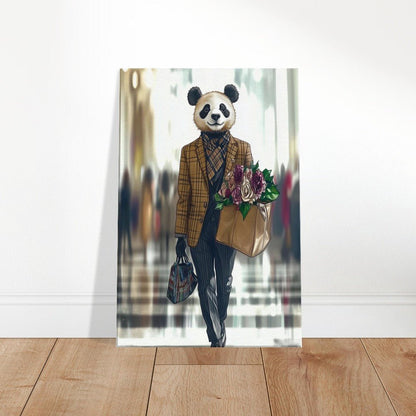 Chic Panda in Plaid Suit Canvas - ROMAG Store