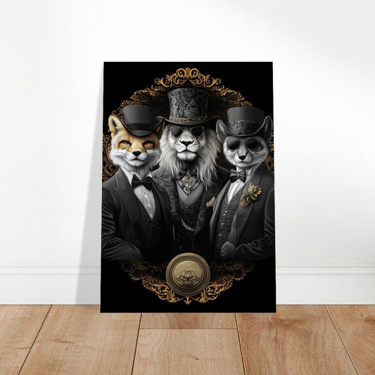Luxury Animal Wall Art – Suited Fox & Lion Canvas - ROMAG Store