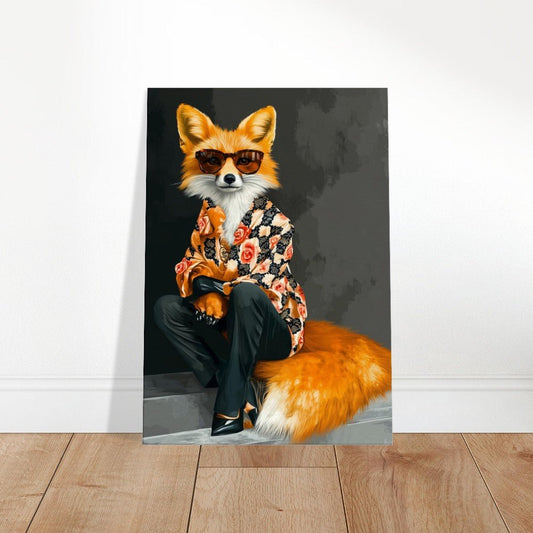 Chic Fox in Floral Shirt Canvas Art - ROMAG Store