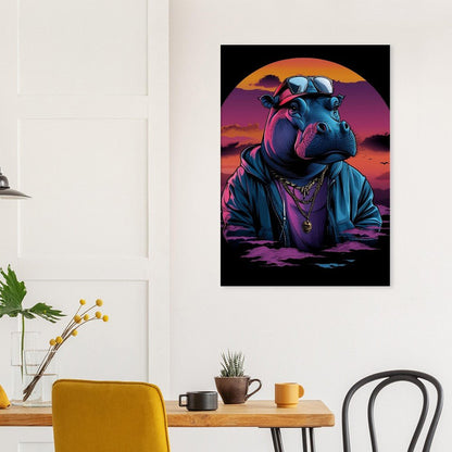 Urban Hipster Hippo Canvas Wall Art - ROMAG Store