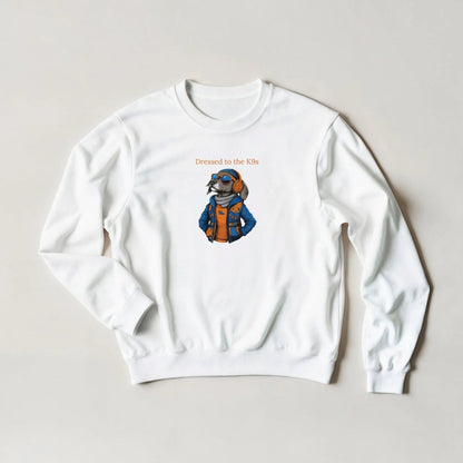 Dressed to the K9s Sweatshirt – Streetwear Graphic with Cool Dog Design - ROMAG Store