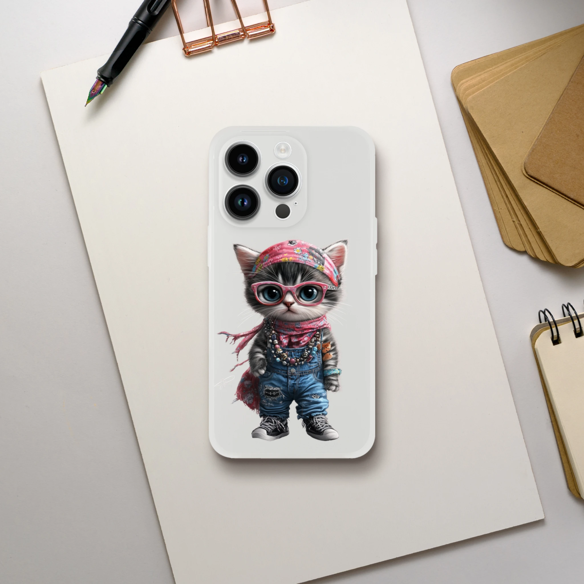 Hippie Chic Kitten iPhone Flexi Case - ROMAG Store