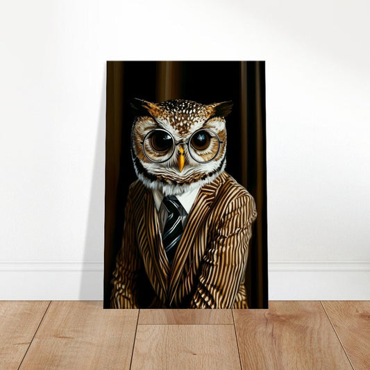 Owl in Pinstripe Suit Canvas - ROMAG Store