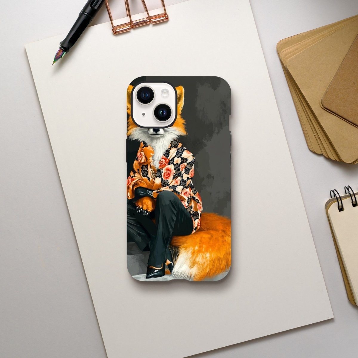 Chic Fox in Floral Shirt iPhone Tough Case - ROMAG Store