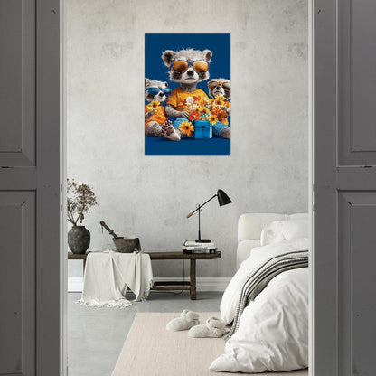 Cool Raccoon Family Canvas Art - ROMAG Store