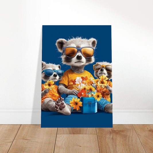 Cool Raccoon Family Canvas Art - ROMAG Store