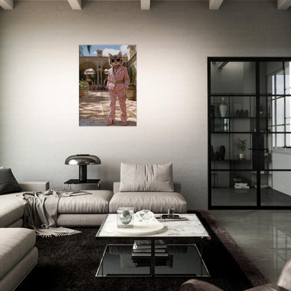 Luxury Cat in Pink Suit Canvas - ROMAG Store