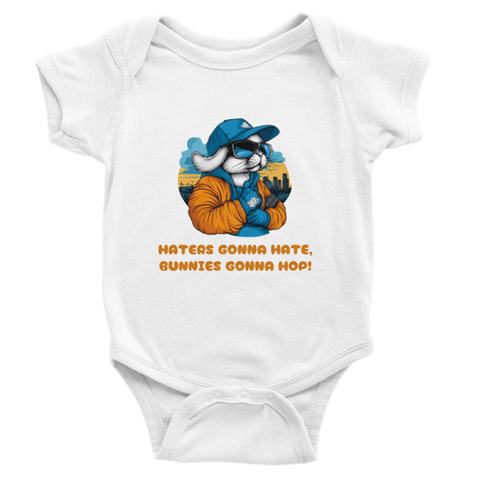 Bunny "Haters gonna hate" Baby Short Sleeve Bodysuit - ROMAG Store