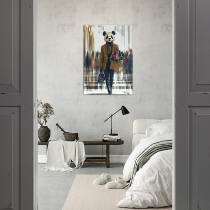 Chic Panda in Plaid Suit Canvas - ROMAG Store