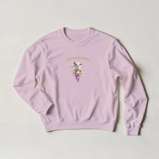 Strutting My Hooves Goat Sweatshirt – Bold Streetwear Graphic with Pink & Gold Hues - ROMAG Store