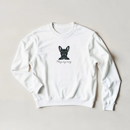 Dapper French Bulldog Sweatshirt – 'Play My Song' Streetwear Graphic in 6 Colors - ROMAG Store