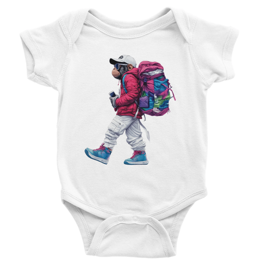 Vibrant Street Style Monkey Baby Short Sleeve Bodysuit - ROMAG Store