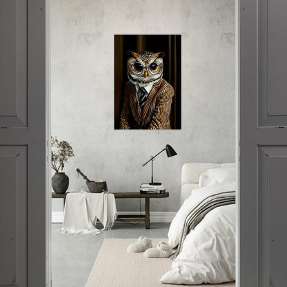 Owl in Pinstripe Suit Canvas - ROMAG Store