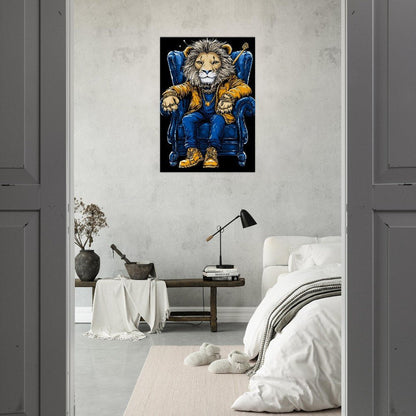 Royal Lion in Blue & Gold Canvas Art - ROMAG Store