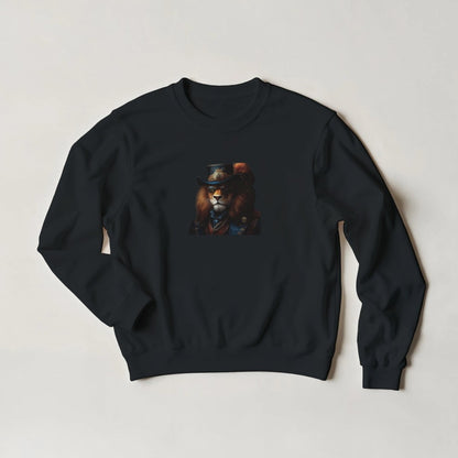 Regal Lion Sweatshirt – Steampunk Monarch Graphic in Your Choice of Six Bold Hues - ROMAG Store