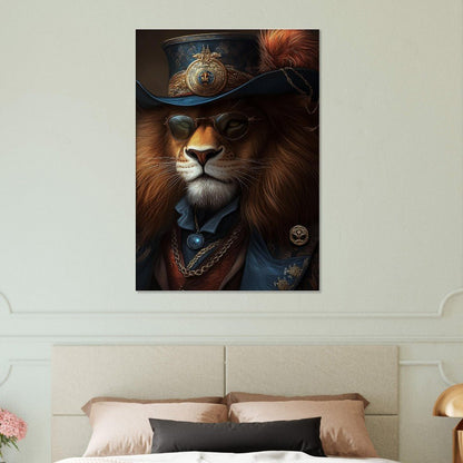 Regal Lion in Steampunk Attire Canvas - ROMAG Store