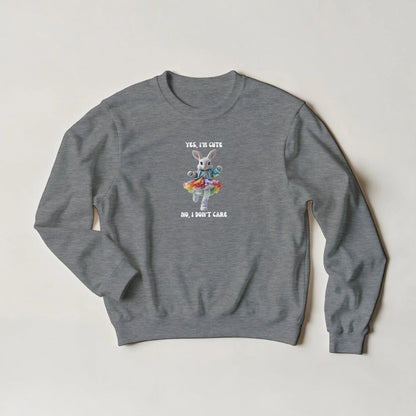 Rainbow Rabbit Sweatshirt – 'Yes, I'm Cute, No, I Don't Care' Streetwear Graphic - ROMAG Store