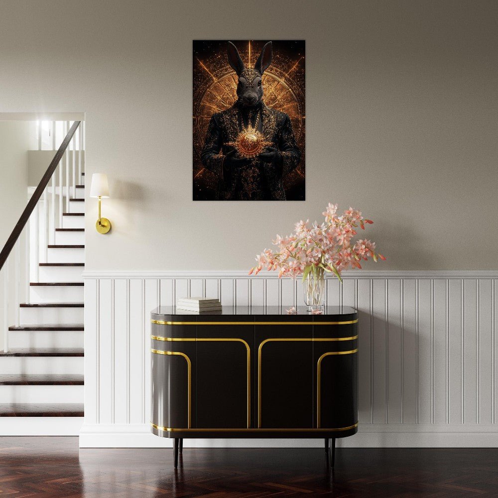 Mystical Gold&Black Regal Rabbit Canvas Wall Art - ROMAG Store