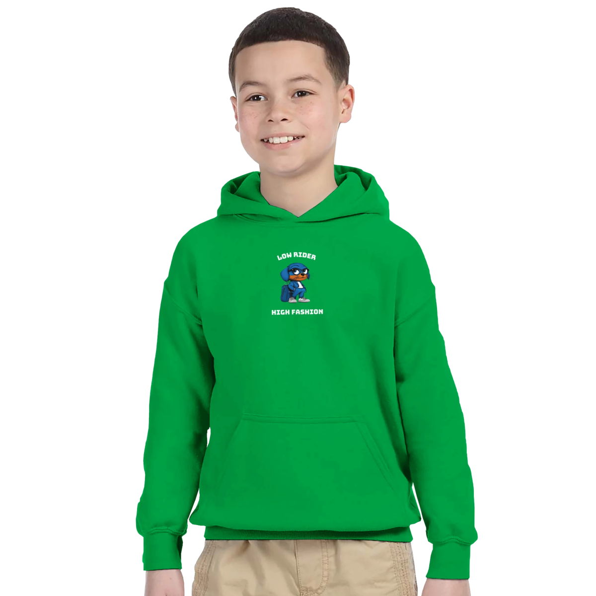 Low Rider, High Fashion Pup Kids Hoodie - ROMAG Store