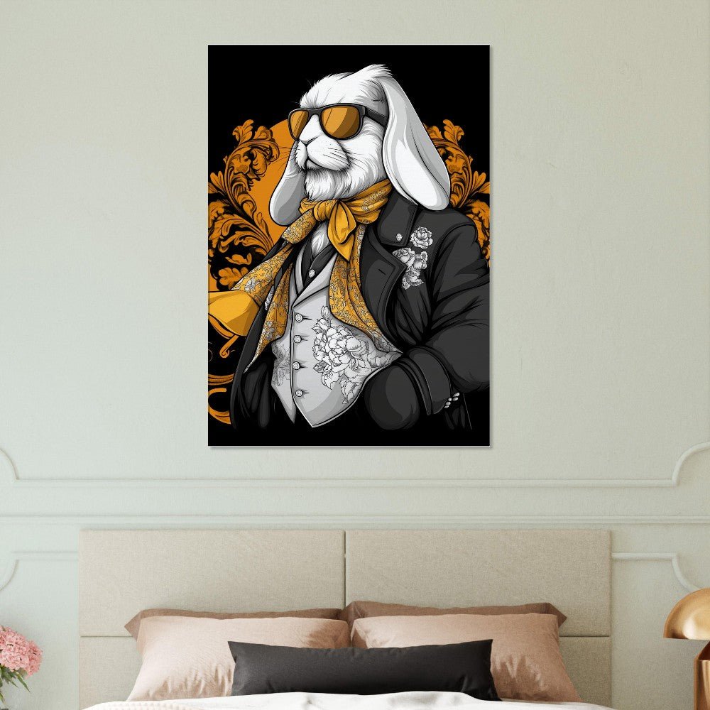 Luxury Rabbit in Suit Canvas Wall Art - ROMAG Store
