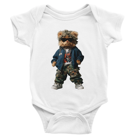 Cool Camo & Shades Bear Baby Short Sleeve Bodysuit - ROMAG Store
