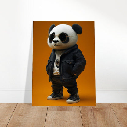 Cool Panda in Leather Jacket Canvas - ROMAG Store