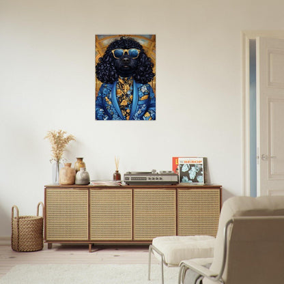 Dapper Dog in Blue Floral Suit Canvas Art - ROMAG Store