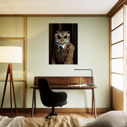 Owl in Pinstripe Suit Canvas - ROMAG Store