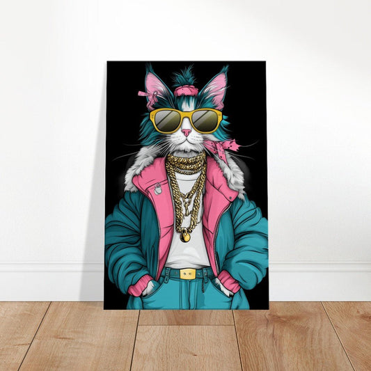 Cool Cat in Teal & Pink Canvas Art - ROMAG Store
