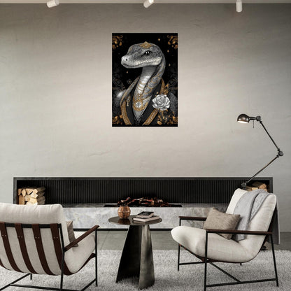 Regal Snake in Black & Gold Suit Canvas - ROMAG Store