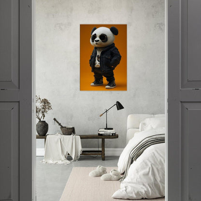 Cool Panda in Leather Jacket Canvas - ROMAG Store