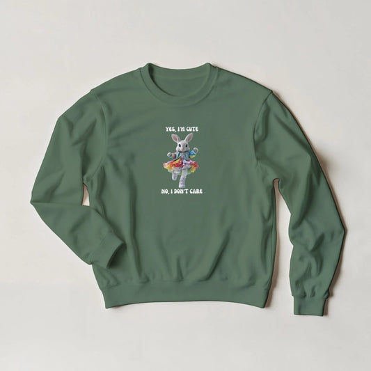 Rainbow Rabbit Sweatshirt – 'Yes, I'm Cute, No, I Don't Care' Streetwear Graphic - ROMAG Store
