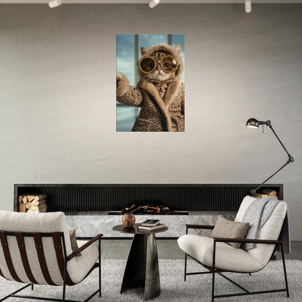 Luxury Cat in Fur Coat Canvas - ROMAG Store