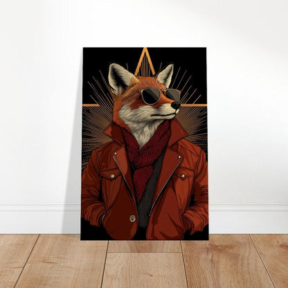 Chic Fox in Leather Jacket Canvas Print - ROMAG Store