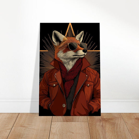 Chic Fox in Leather Jacket Canvas Print - ROMAG Store