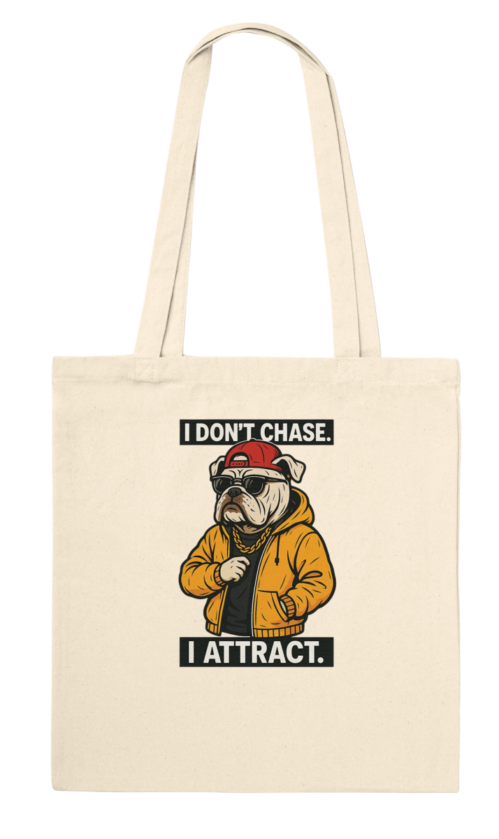 Alpha Bulldog 'I Don't Chase, I Attract' Tote Bag - ROMAG Store