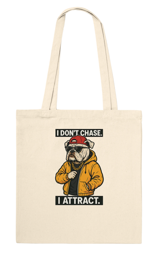 Alpha Bulldog 'I Don't Chase, I Attract' Tote Bag - ROMAG Store